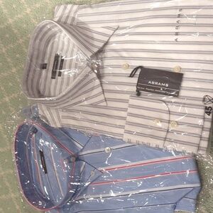 Two Abrams striped shirts New in package. One is Non iron. 45/46 XXL